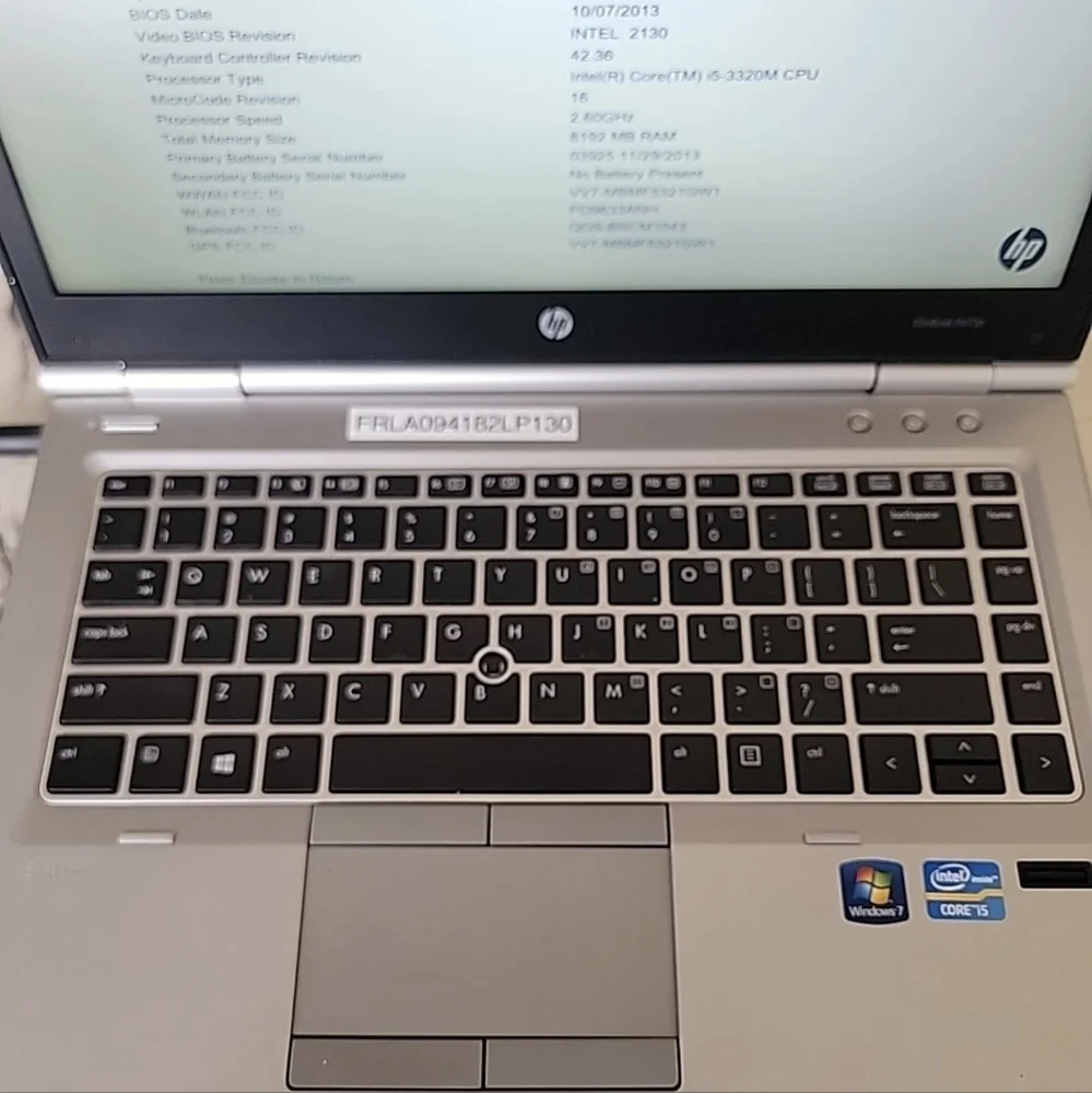 HP EliteBook 8470p Window's Pro. Powers On Memory Wiped And Operators System